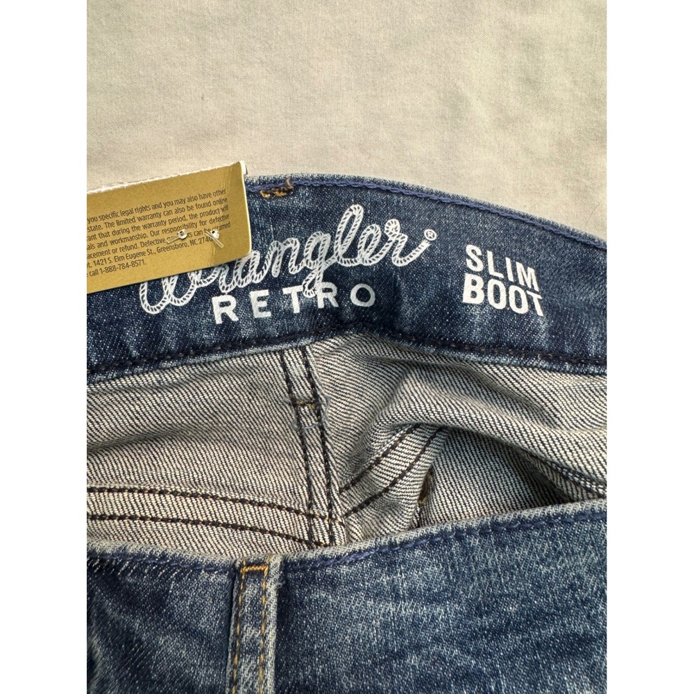 Wrangler Retro Slim Boot Jeans Mens 33x32 Medium Wash Western Denim - Picture 3 of 16